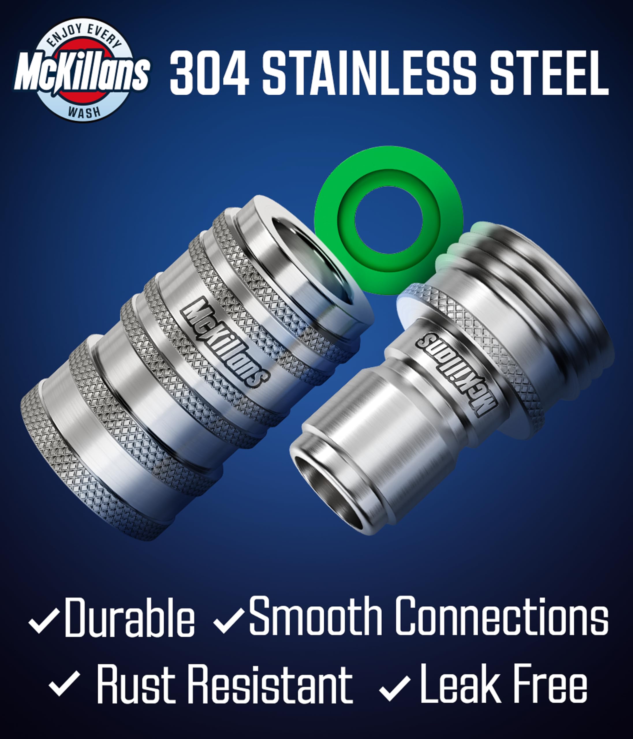 McKillans Automatic Quick Connect fittings installed on a garden hose