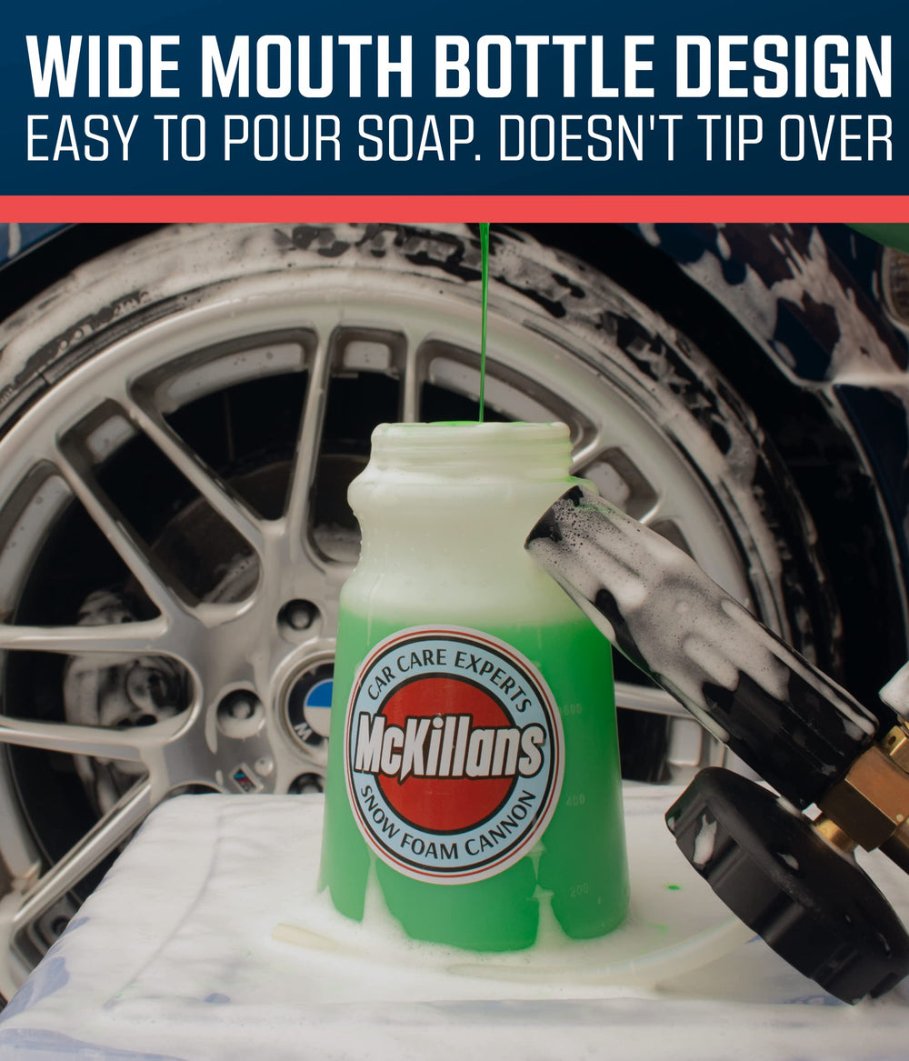 McKillans Foam Cannon translucent bottle displaying soap level