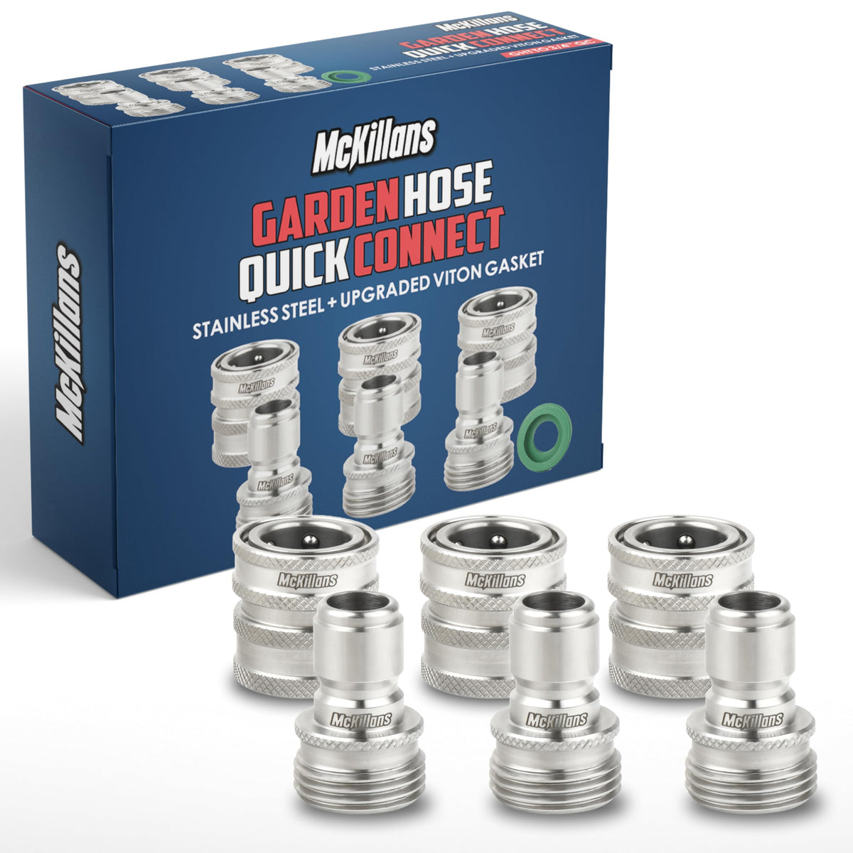 McKillans Garden Hose Quick Connect stainless steel fittings pack