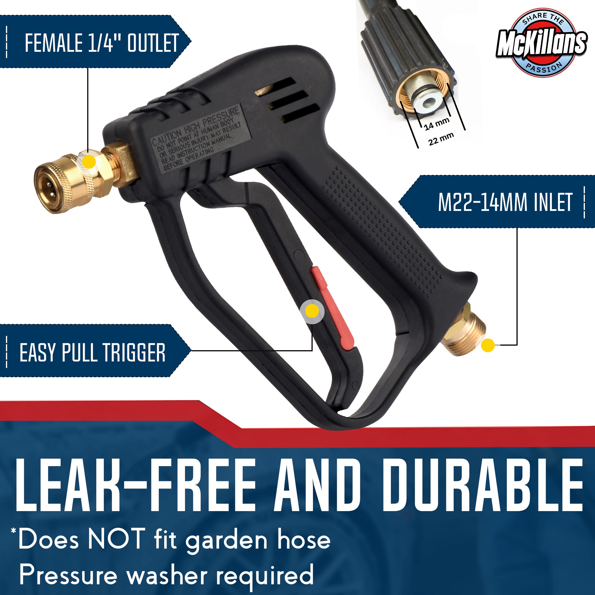 McKillans Pressure Washer Gun ergonomic pull trigger