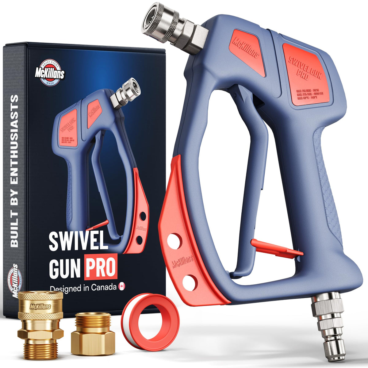 McKillans Swivel Gun Pro front view with stainless steel finish