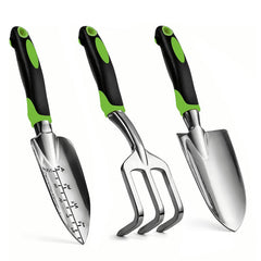 MDSXO Gardening Hand Tool Set includes hand trowel, rake, and transplants trowel