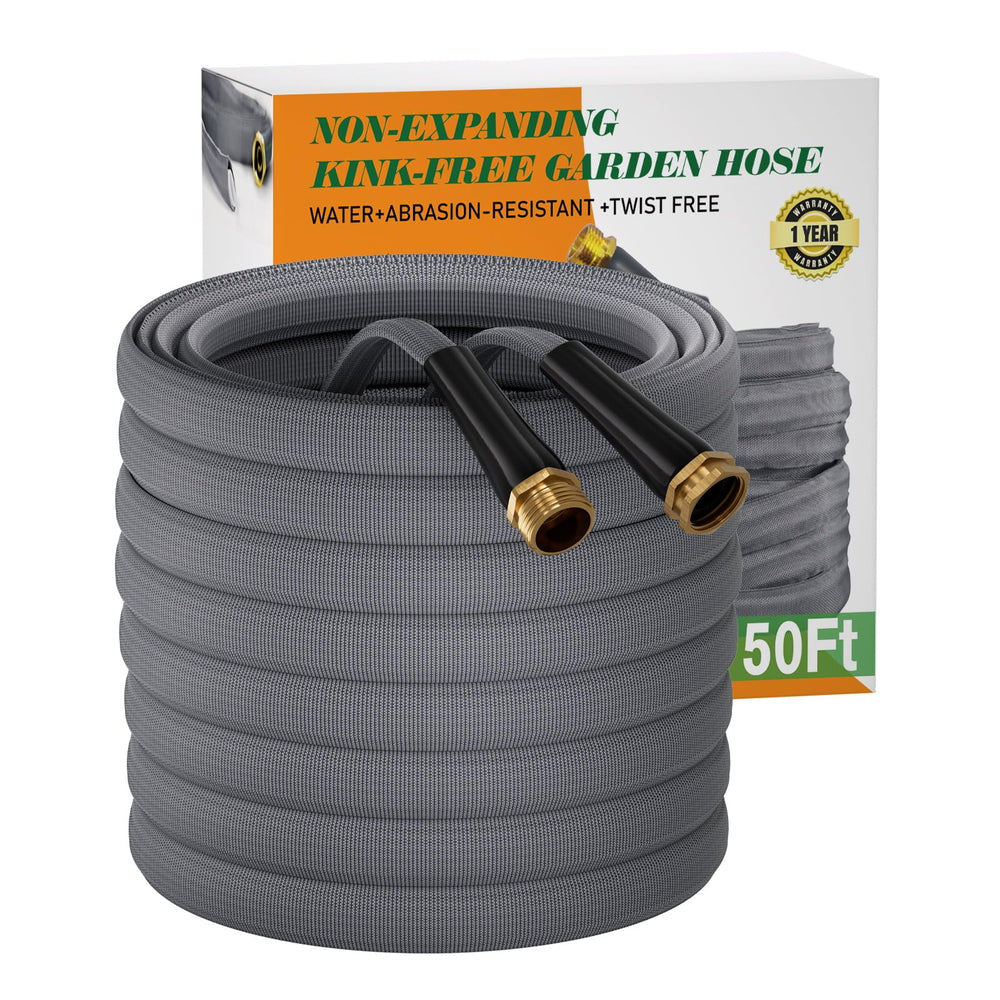 MEACKLE 50 FT garden hose in grey color, coiled