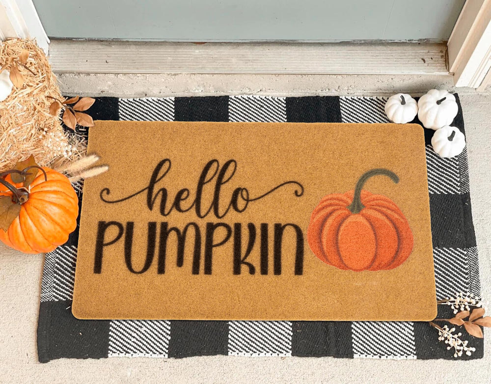 Mealah Hello Pumpkin Welcome Doormat front view