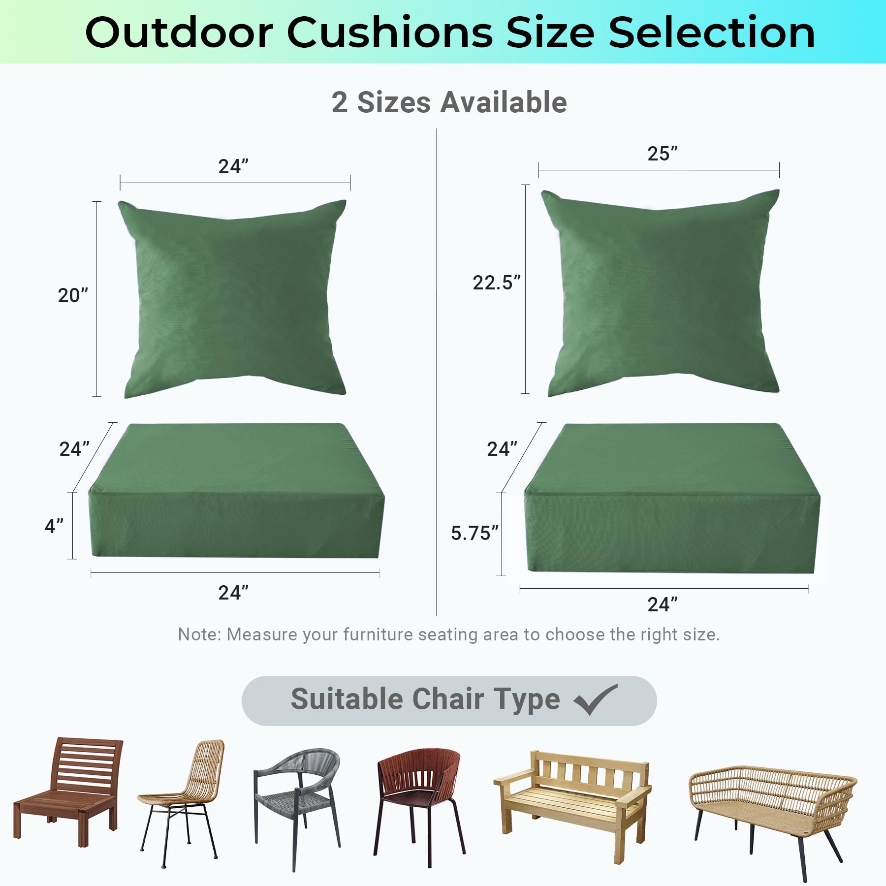 Measurement guide for IPYNBAP Outdoor Cushions