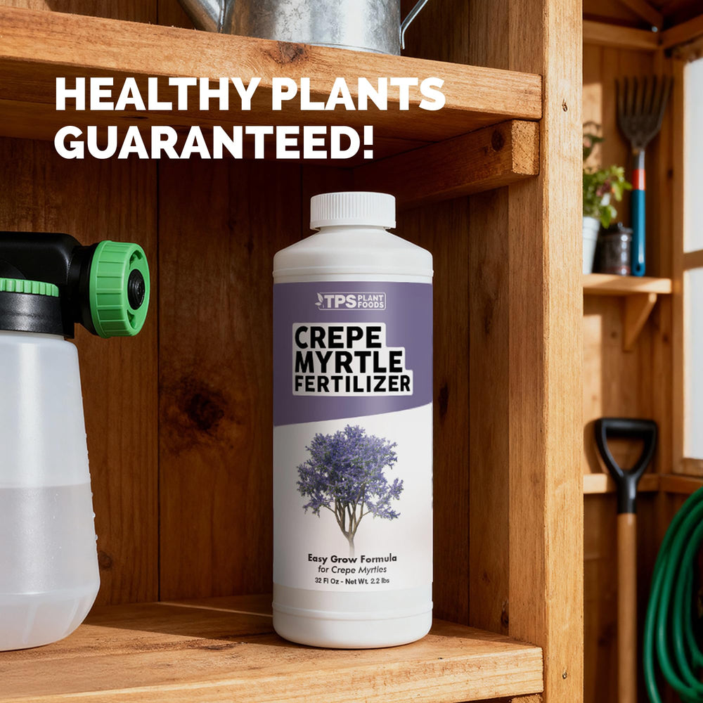 Measuring cup with TPS NUTRIENTS Crepe Myrtle Fertilizer