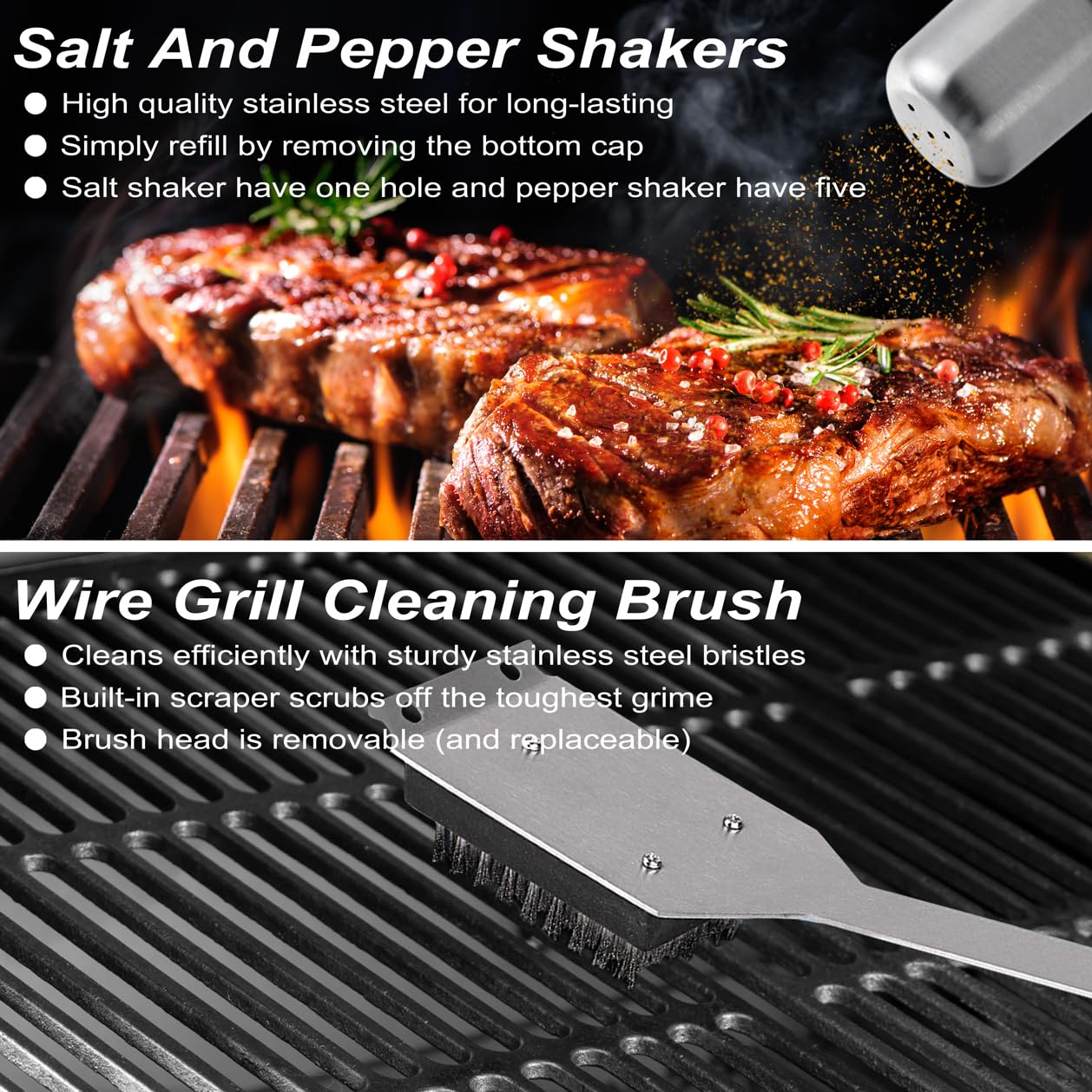 Meat thermometer and basting brush from POLIGO BBQ grill set