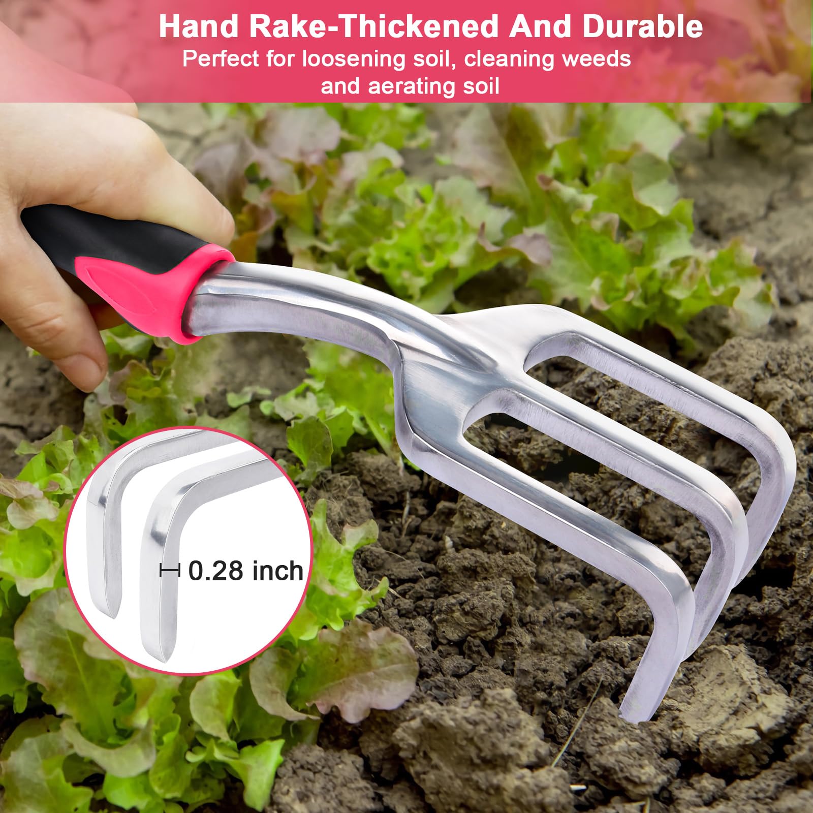 MECHEER garden tools with vibrant red color in outdoor setting