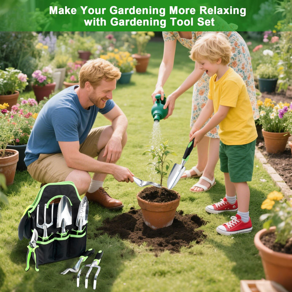 MECHEER gardening tools set displayed outdoors