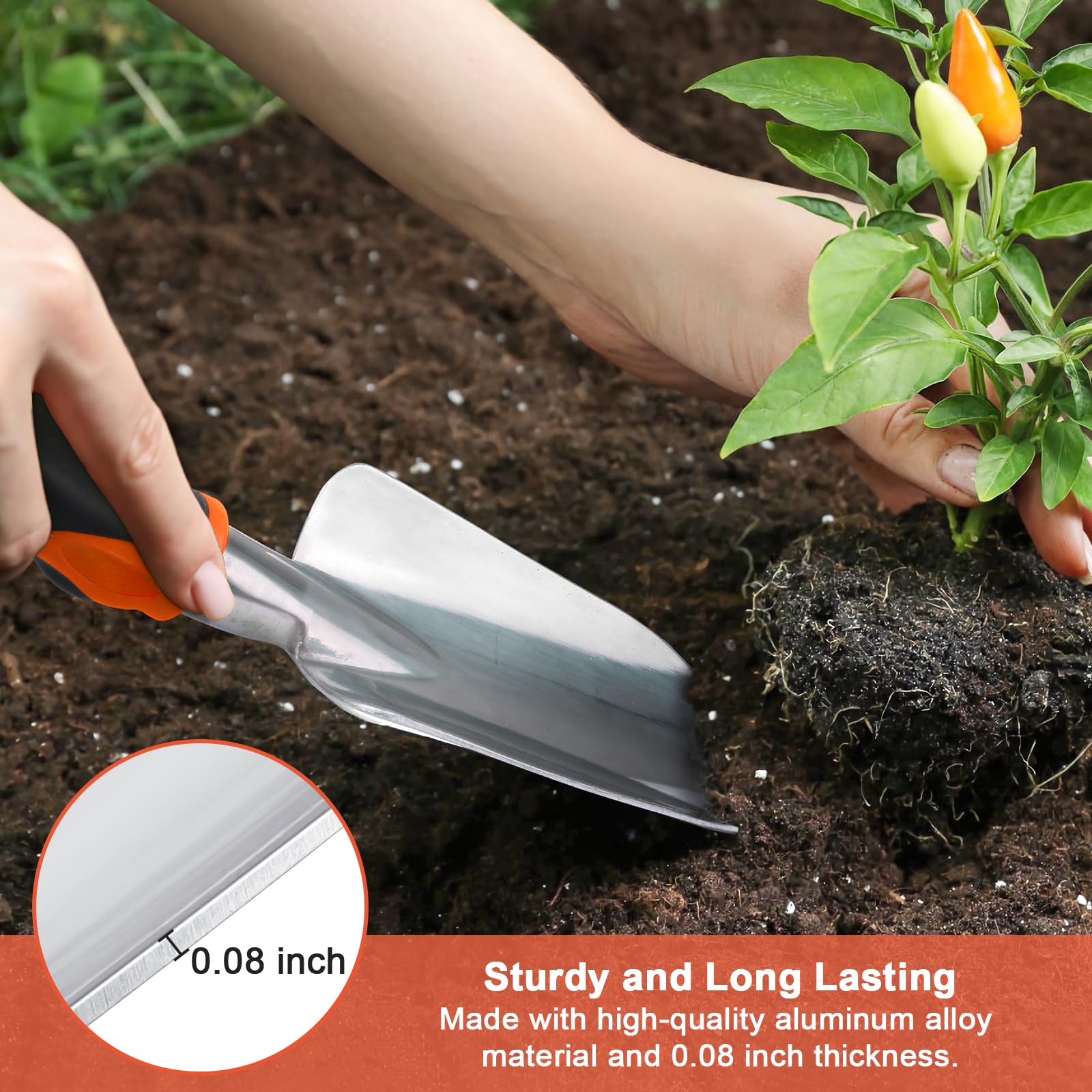MECHEER hand rake with sturdy design for loosening soil