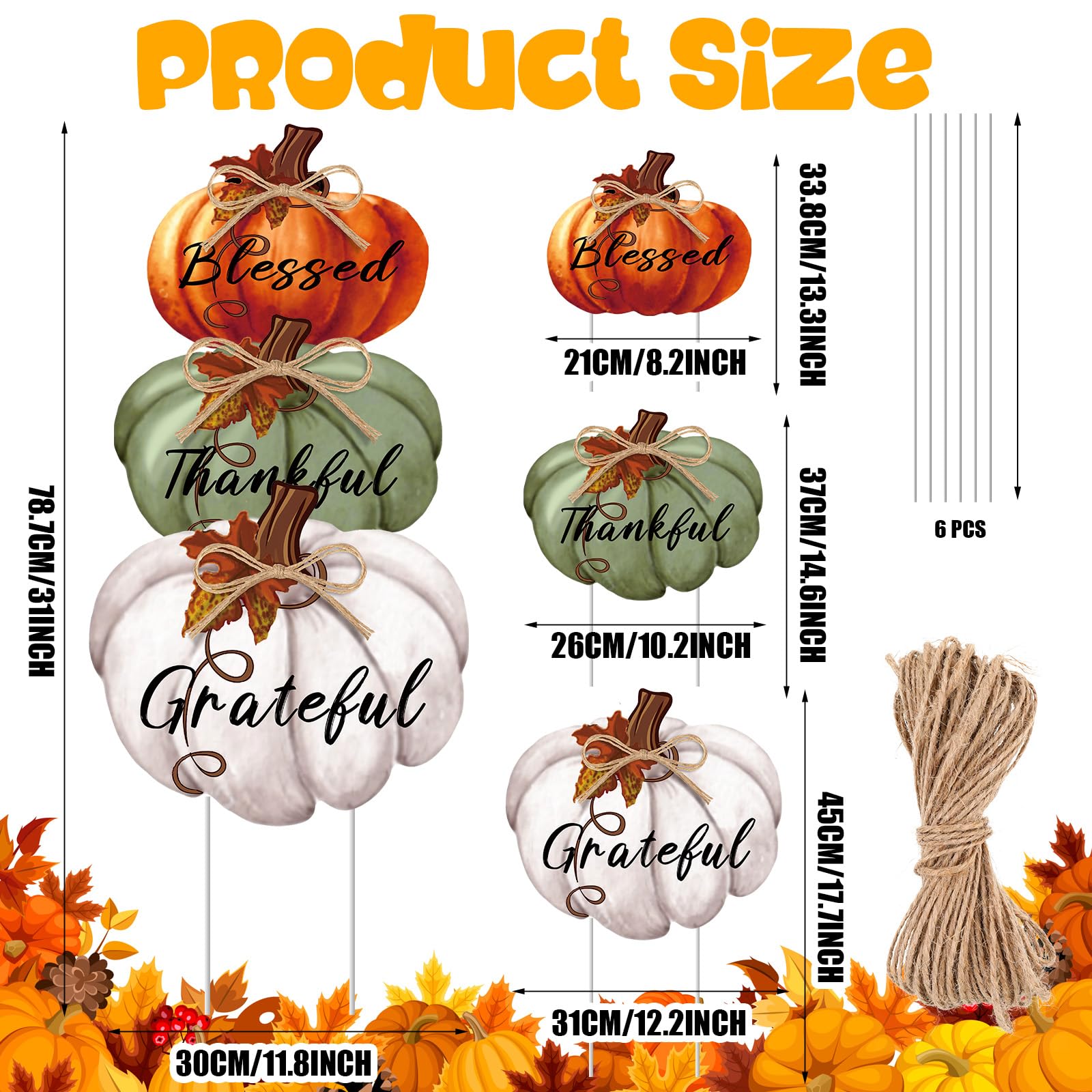 Medium pumpkin yard sign from Geetery with 'Blessed' message