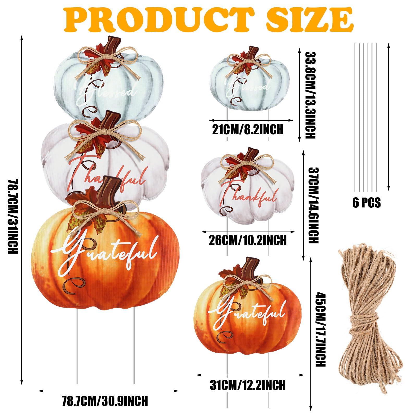 Medium pumpkin yard stake from Geetery with rustic design