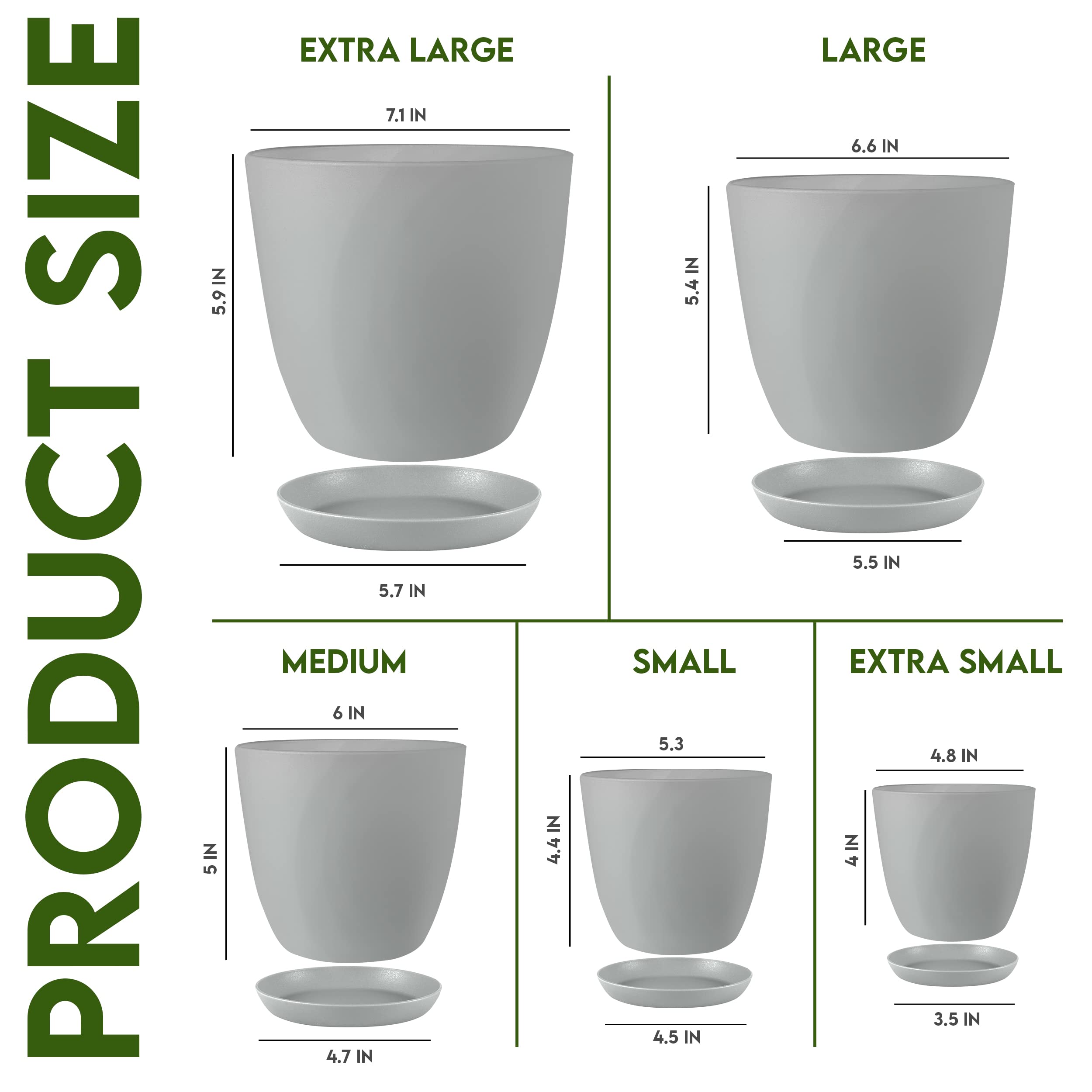 Medium Utopia Home plant pot in grey, side view