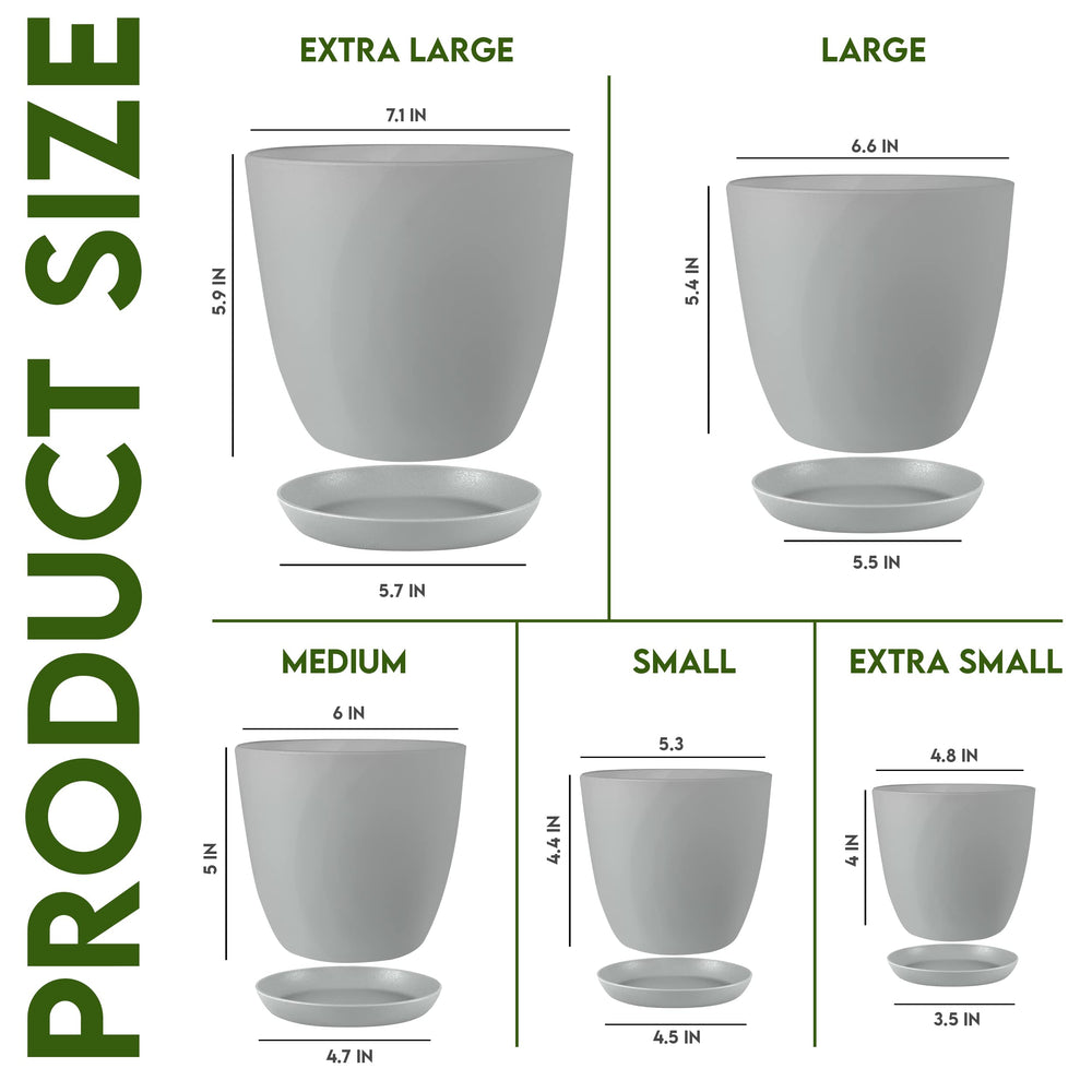 Medium Utopia Home plant pot in grey, side view