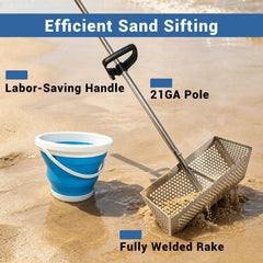 MEEGOON Sand Flea Rake with foldable pail