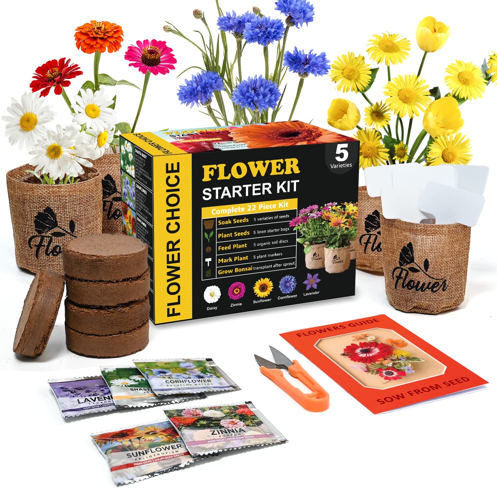 Meekear Indoor Daisy Garden Starter Kit with planter bags and tools