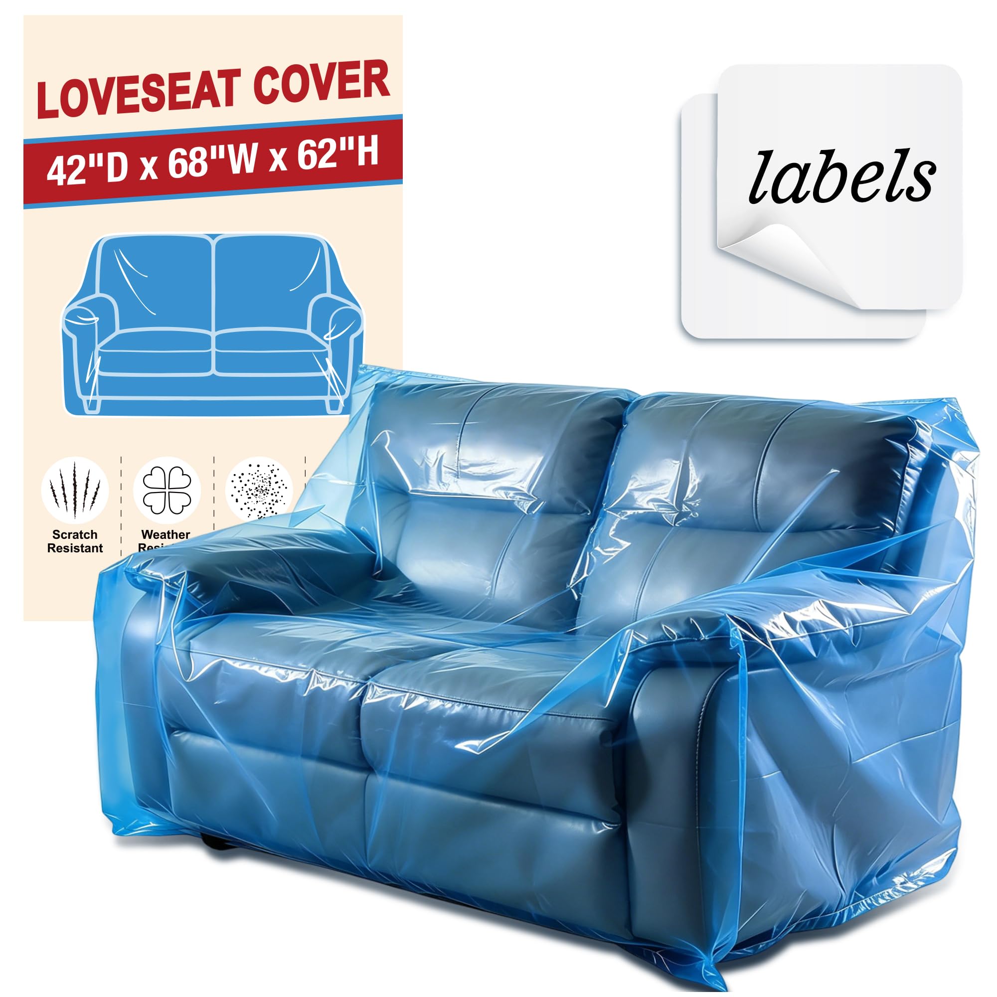 Meersburg Extra Large Couch Loveseat Moving Cover front view, blue