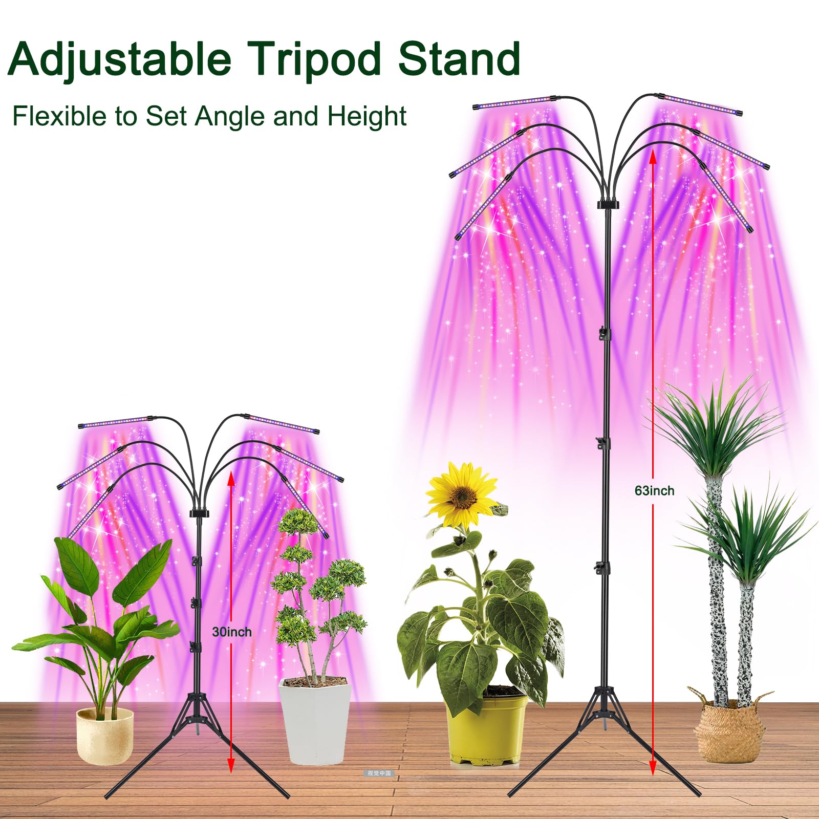 Mefflypee Grow Light showing adjustable height feature