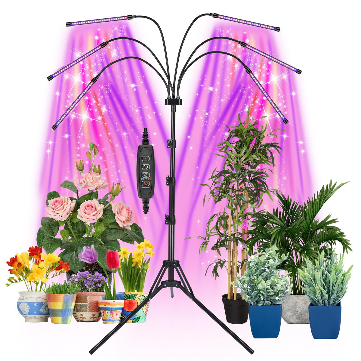 Mefflypee Grow Light Stand with adjustable tripod and LED heads
