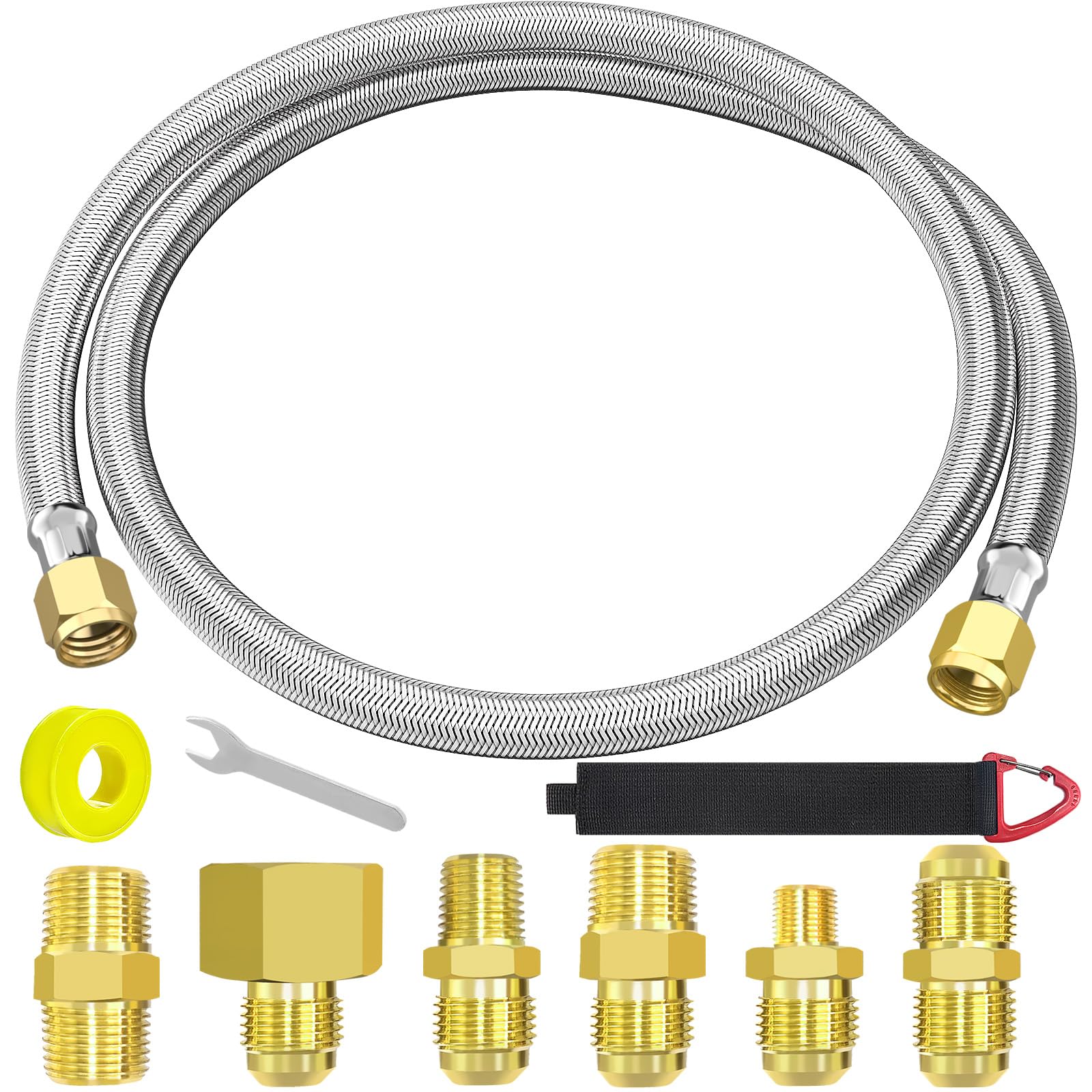 MEFUN 6FT propane extension hose with brass fittings