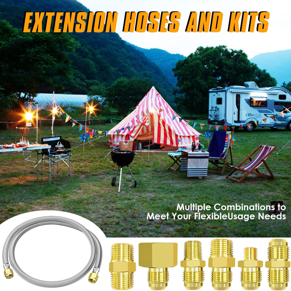 MEFUN propane extension hose on a fire pit