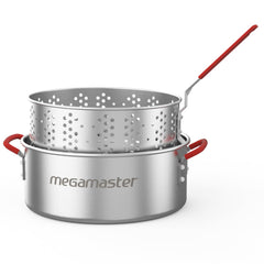 Megamaster 10.5QT Fish Fryer Pot with basket front view
