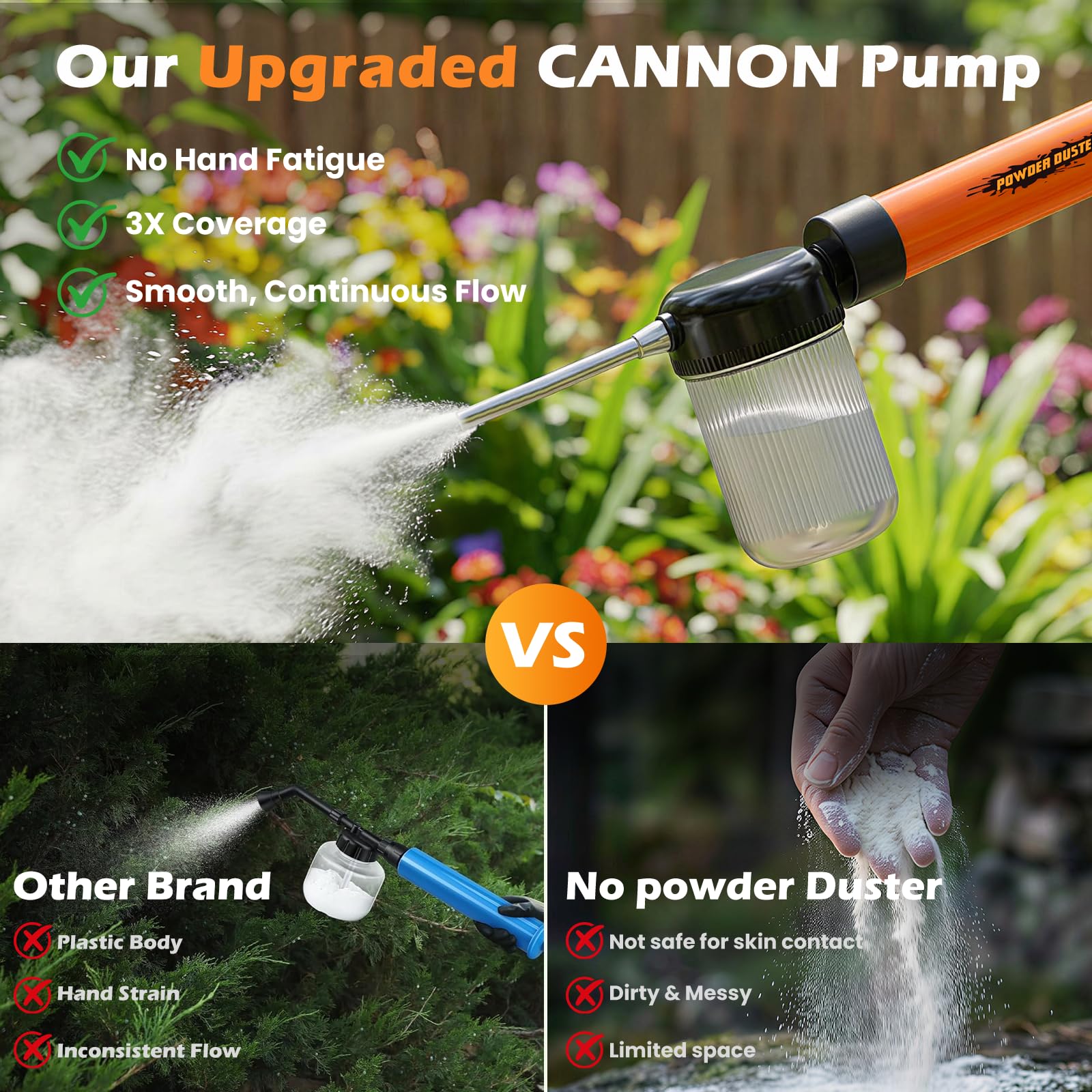 MEKASS powder duster with extendable rod and ergonomic grip
