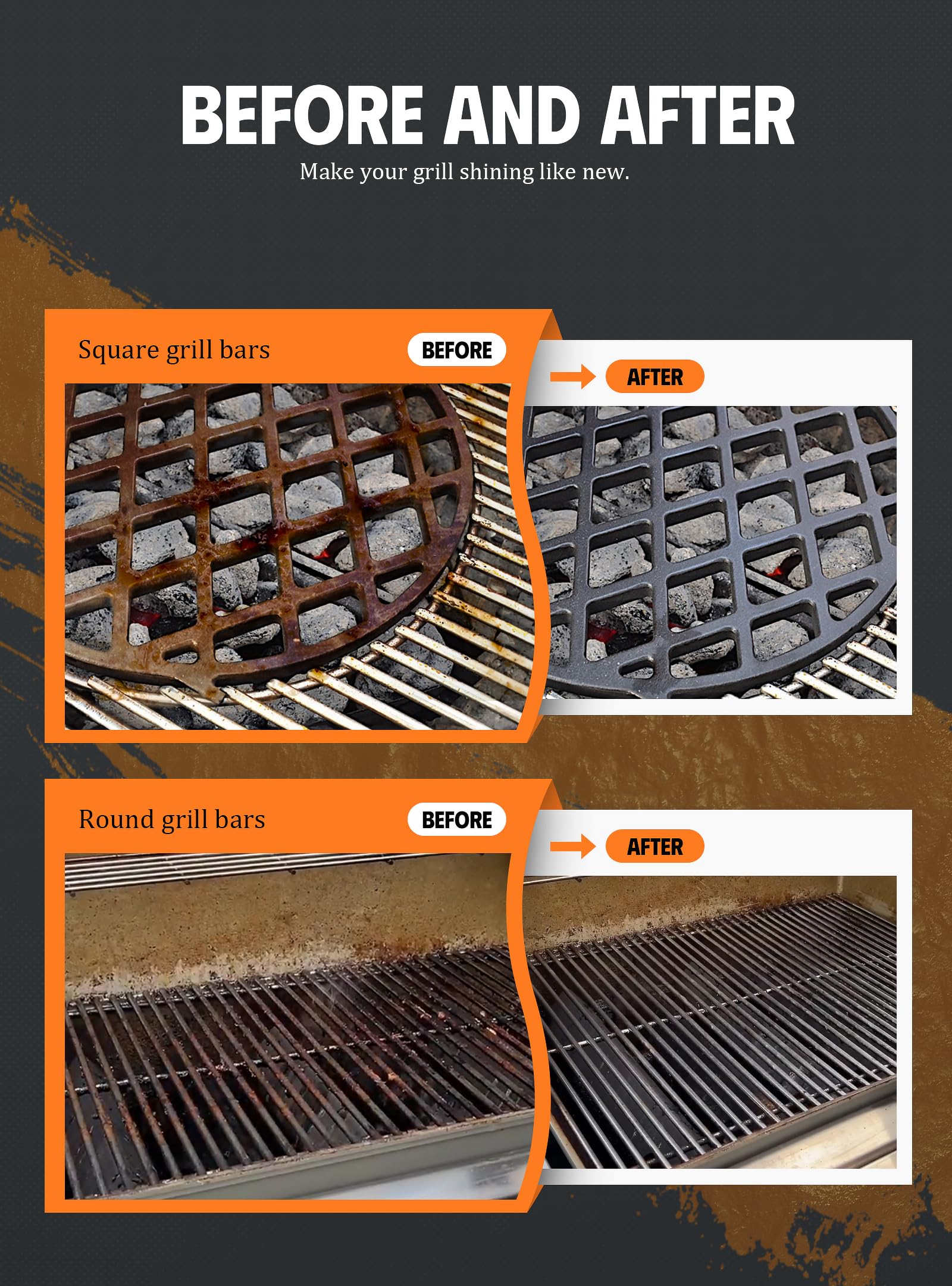 MEKER Grill Brush being used on a grill