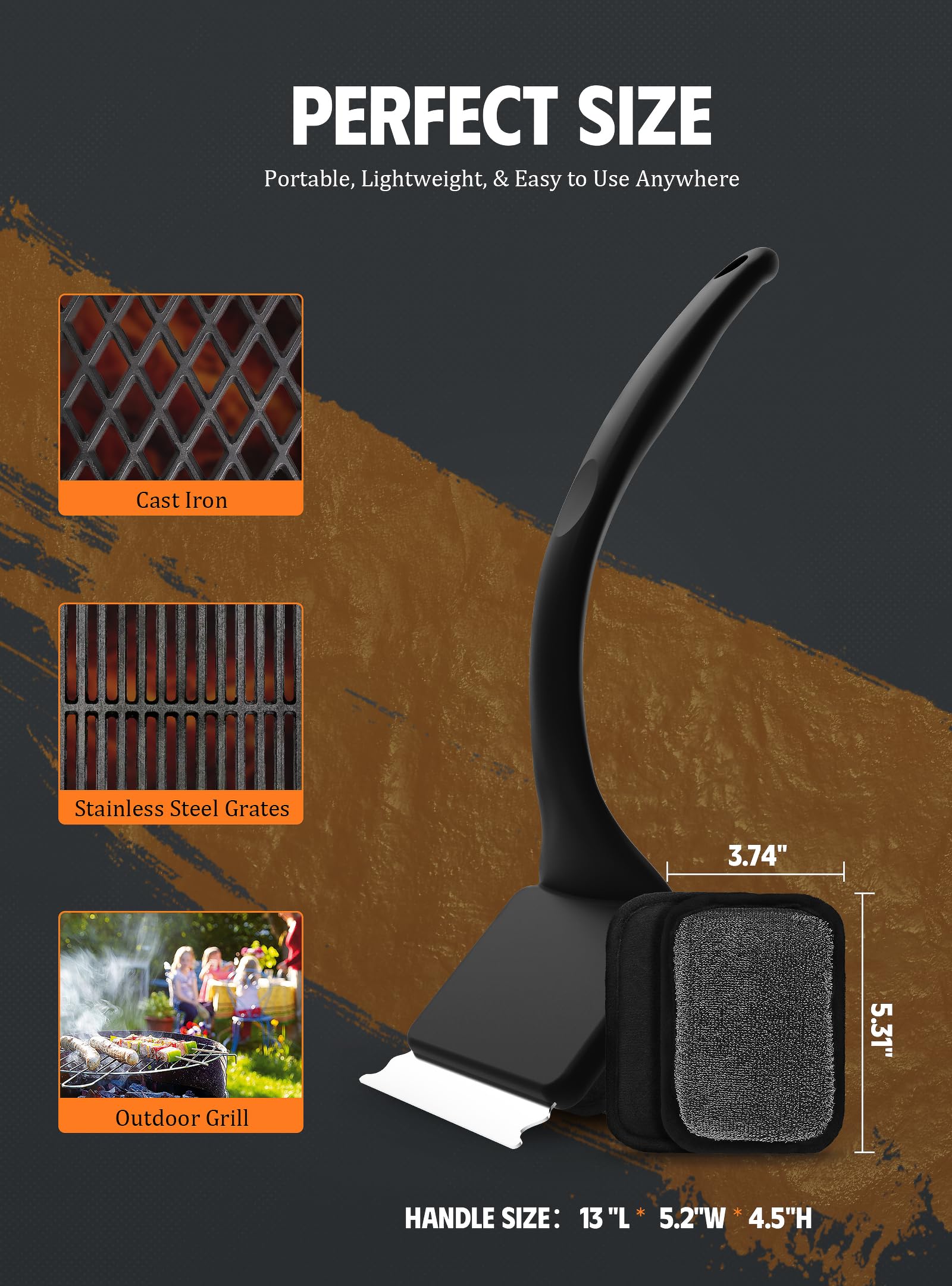 MEKER Grill Brush side view showcasing design