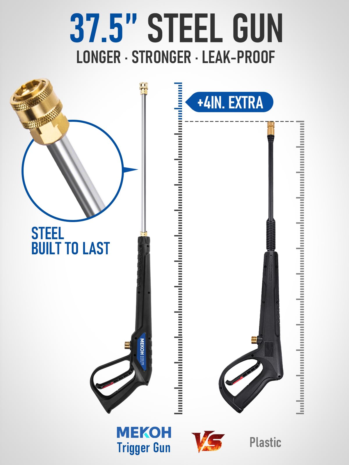 MEKOH extension wand attached to pressure washer gun
