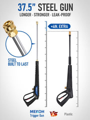 MEKOH extension wand attached to pressure washer gun