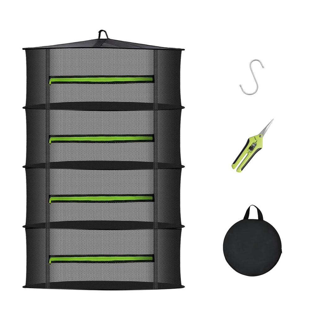 MEKOLIFE 4-layer herb drying rack black mesh front view