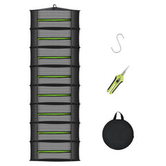 MEKOLIFE 8-Layer Herb Drying Rack front view with black mesh design