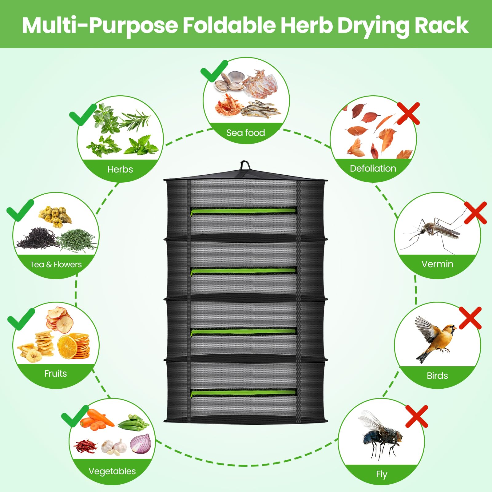 MEKOLIFE herb drying rack folded for compact storage