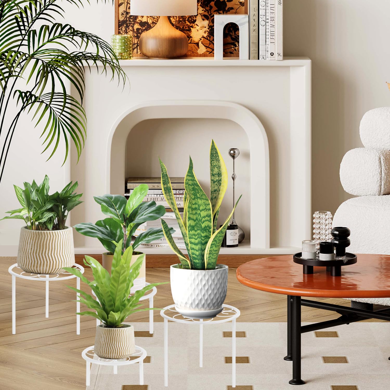 mekpiwu metal plant stands arranged in an indoor setting