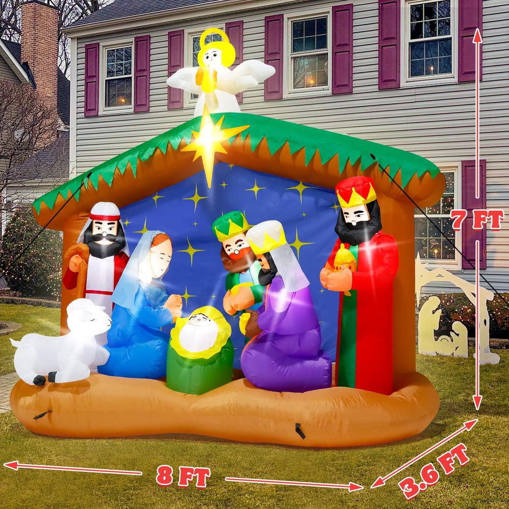 Melisheer inflatable Nativity scene showing Mary and Joseph with sheep
