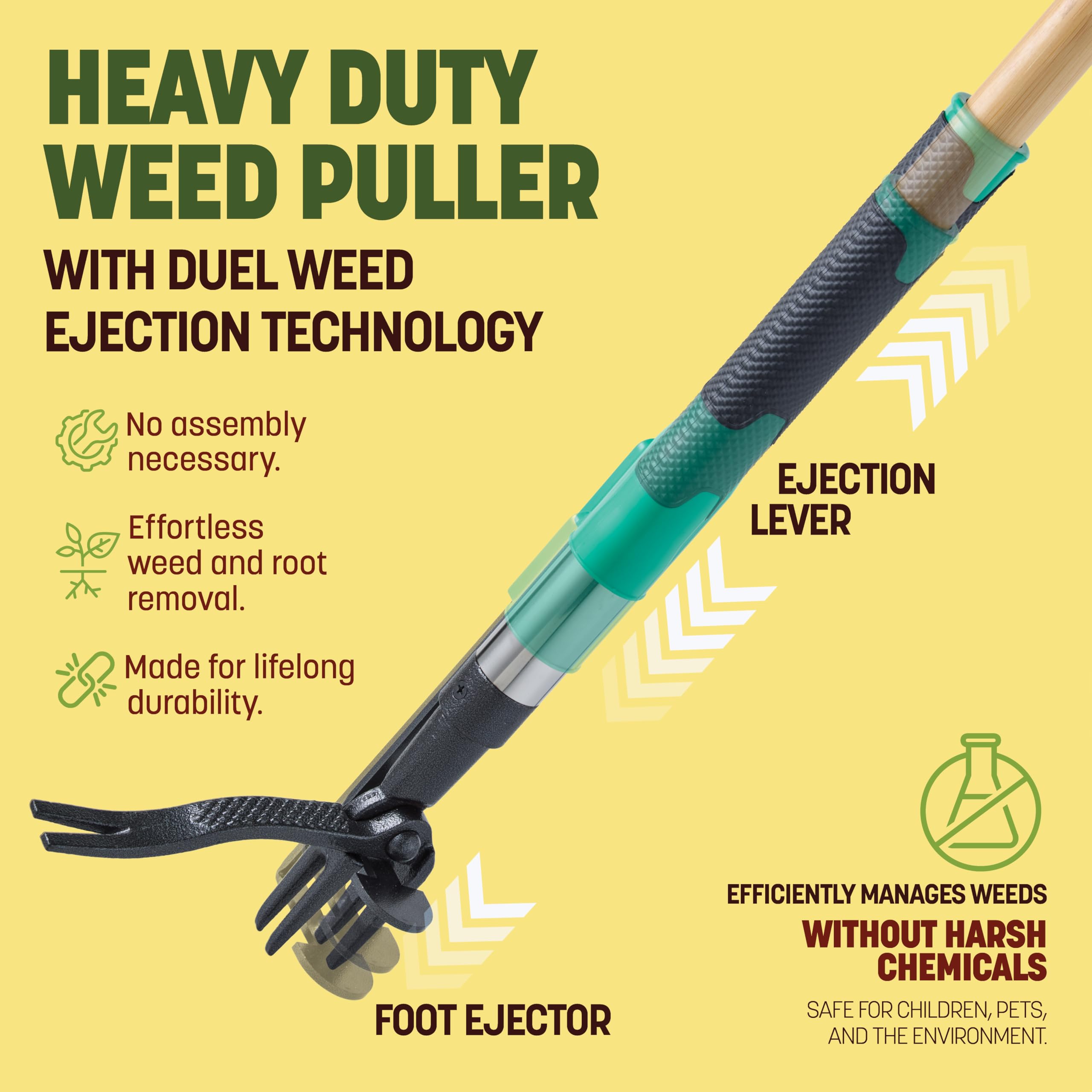 MELISSA AND HARRY Weed Puller Tool bamboo handle detail