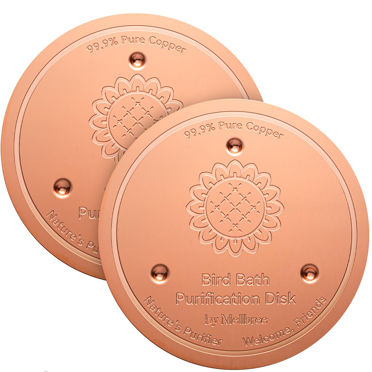 Mellbree 2-Pack Bird Bath Purification Disks with sunflower pattern