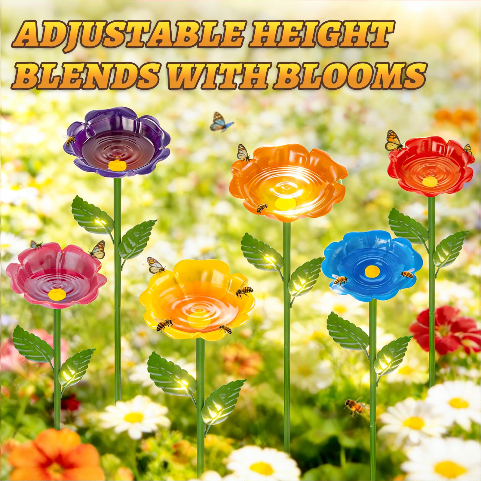 Mellbree Bee Watering Station with adjustable stems in garden