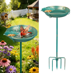 Mellbree Bird Bath 10-inch lake blue with gold finish front view