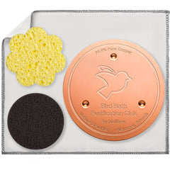 Mellbree Bird Bath Copper Disc front view with cleaning set