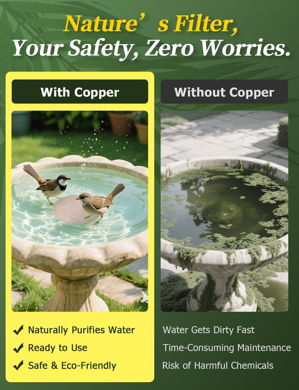 Mellbree Bird Bath Copper Disc side view, showing thickness