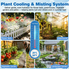 Mellbree misting system installed in a garden