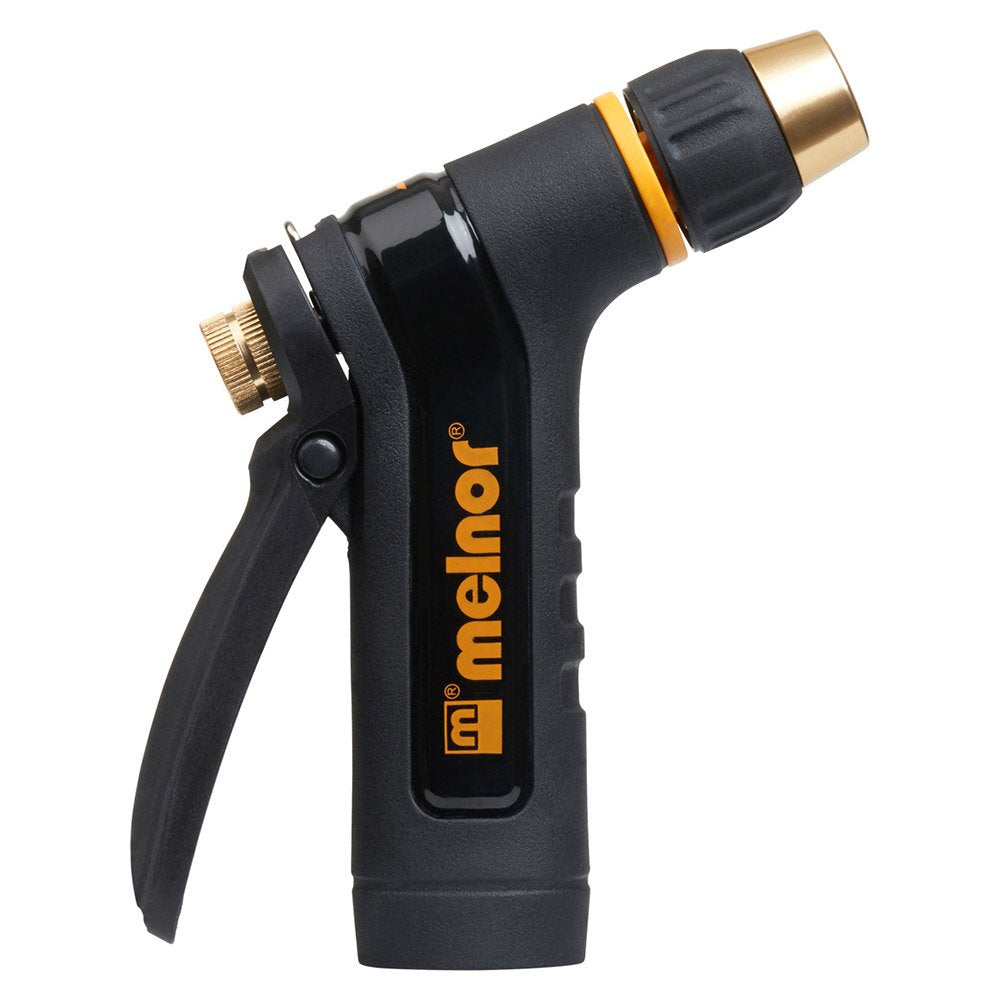 Melnor hose nozzle on a garden hose