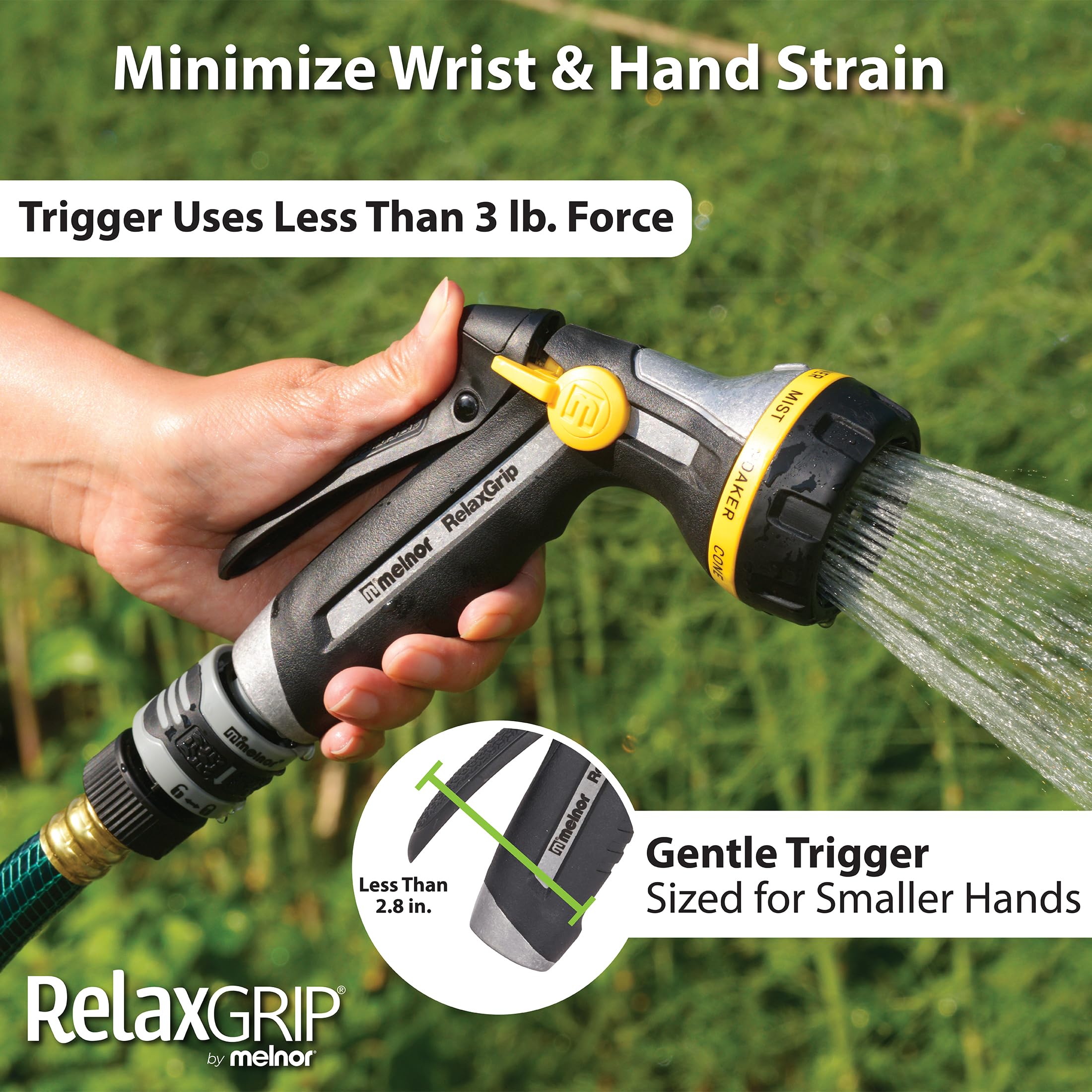Melnor hose nozzle with connector included in packaging