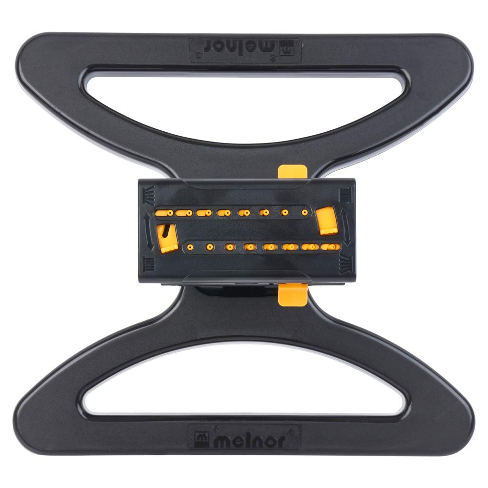 Melnor Mini Oscillating Sprinkler packaging showing key features