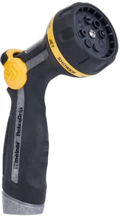 Melnor RelaxGrip Metal 8-Pattern Nozzle front view in black