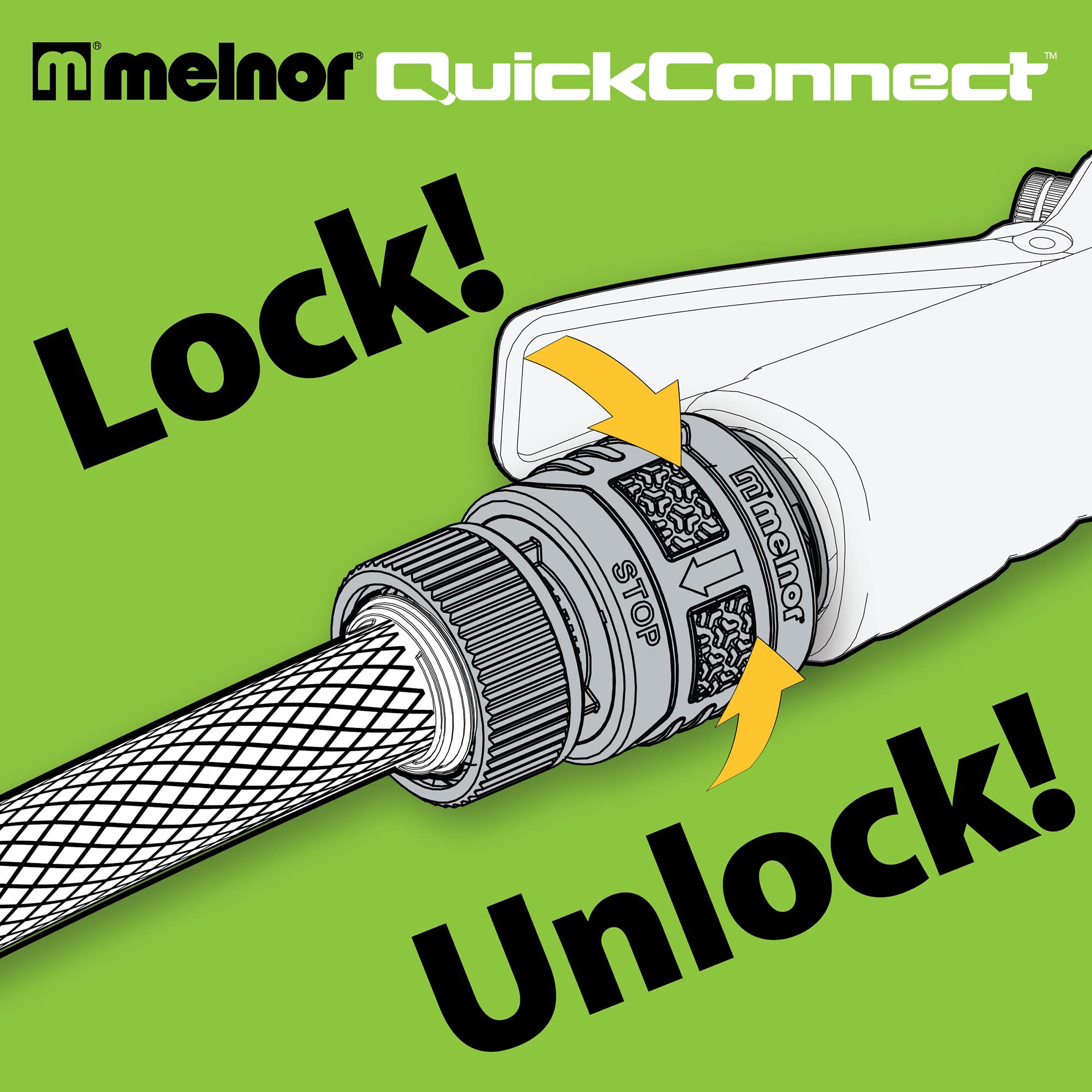Melnor rubberized grip connector held in a hand