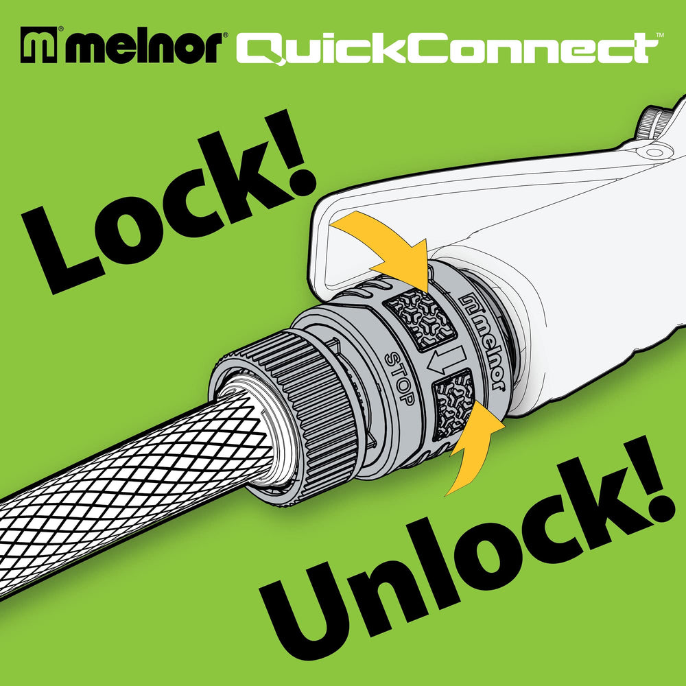 Melnor rubberized grip connector held in a hand