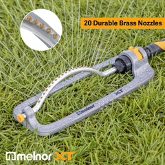 Melnor Turbo Oscillating Sprinkler in a garden setting